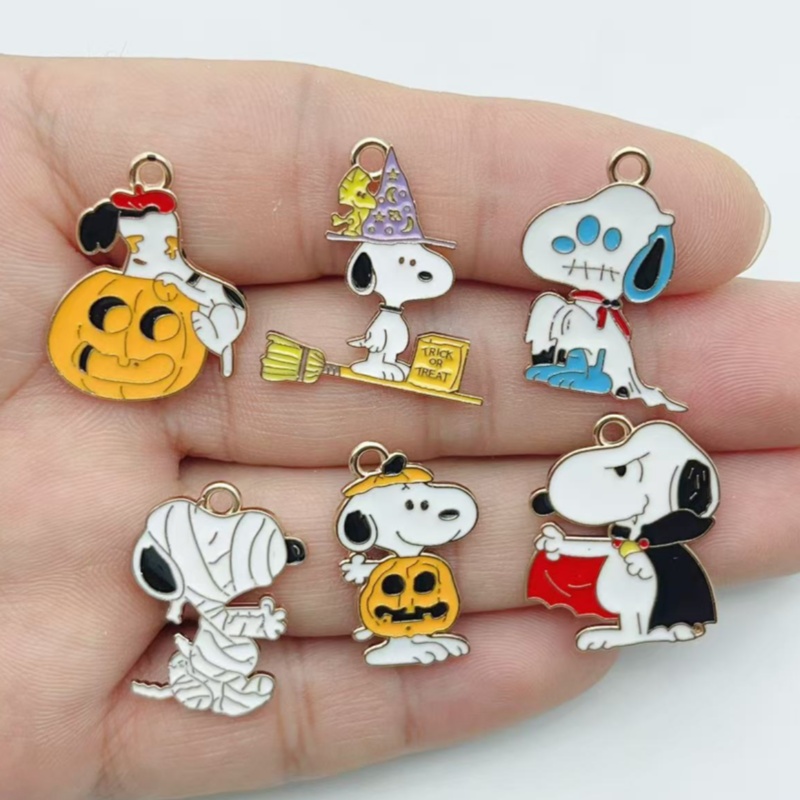 Jewelry Making Parts - 10 個かわいいハロウィン漫画子犬合金エナメルチャームカボチャペンダント DIY ジュエリー作成アクセサリー
