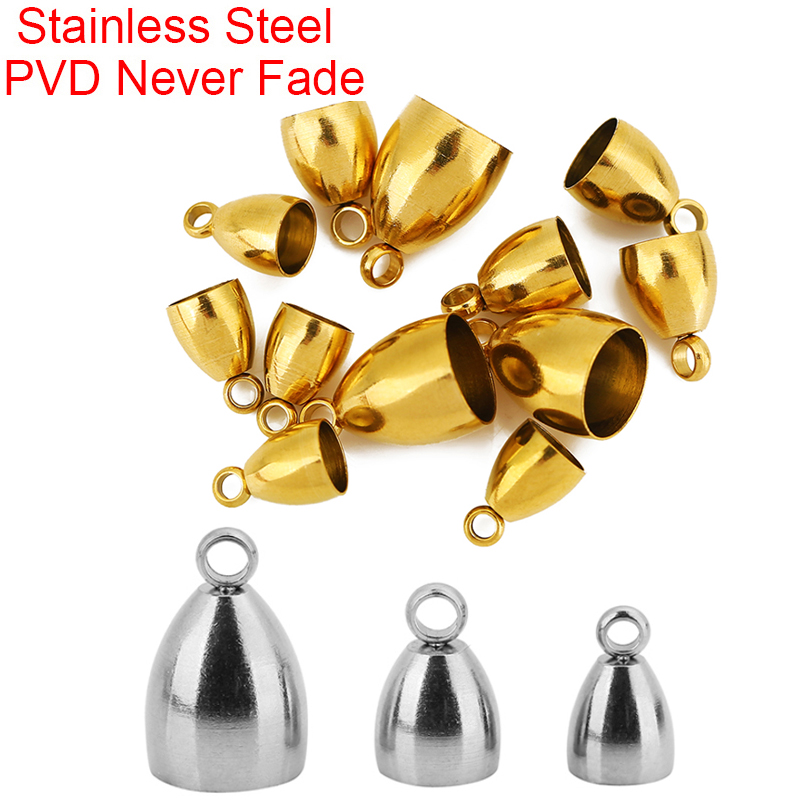 Jewelry Making Parts - 10個入りPVD加工ステンレス製留め金具、革紐用フック（5、6、8mm）、エンドキャップ、ネックレスコネクター、DIYジュエリー製作用