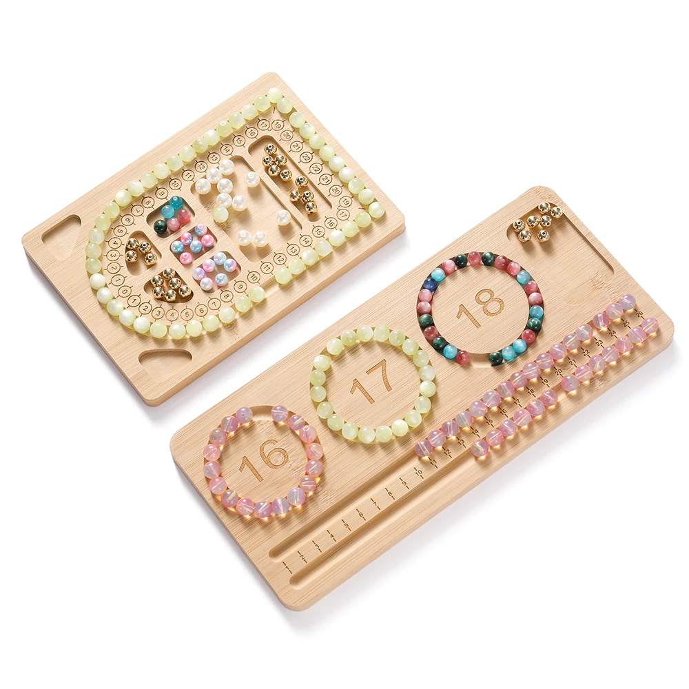 Jewelry Making Table - 木製フロッキービーズトレイ DIY ブレスレット ネックレス ジュエリー製作用品 ビーズオーガナイザー