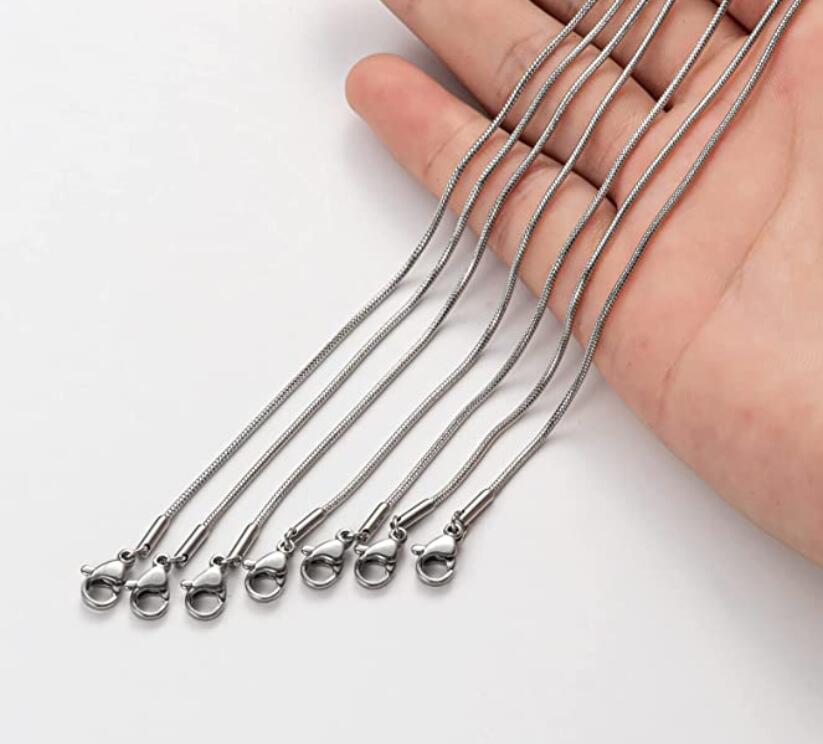 Jewelry Making Singapore - 10 個ロットバルクステンレス鋼ラウンドスネークチェーンネックレス DIY ジュエリーメイキング薄型 1.2 ミリメートル