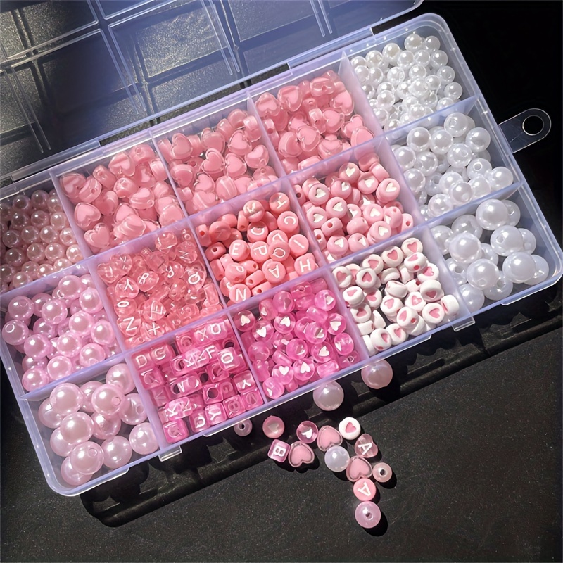 Jewelry Making Diy Kit - 10個入りピンクアルファベットボックス、アクリルビーズ、手作りジュエリーメイキングキット、DIY各種ジュエリーメイキングセット。