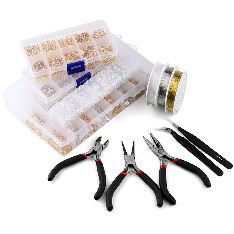 Jewelry Making Diy Kit - ジュエリー所見ツールセットオープンジャンプリング/ロブスタークラスプ/テールチェーン/クリップバックル/ドロップキット/イヤリングフック/DIYジュエリー作成用