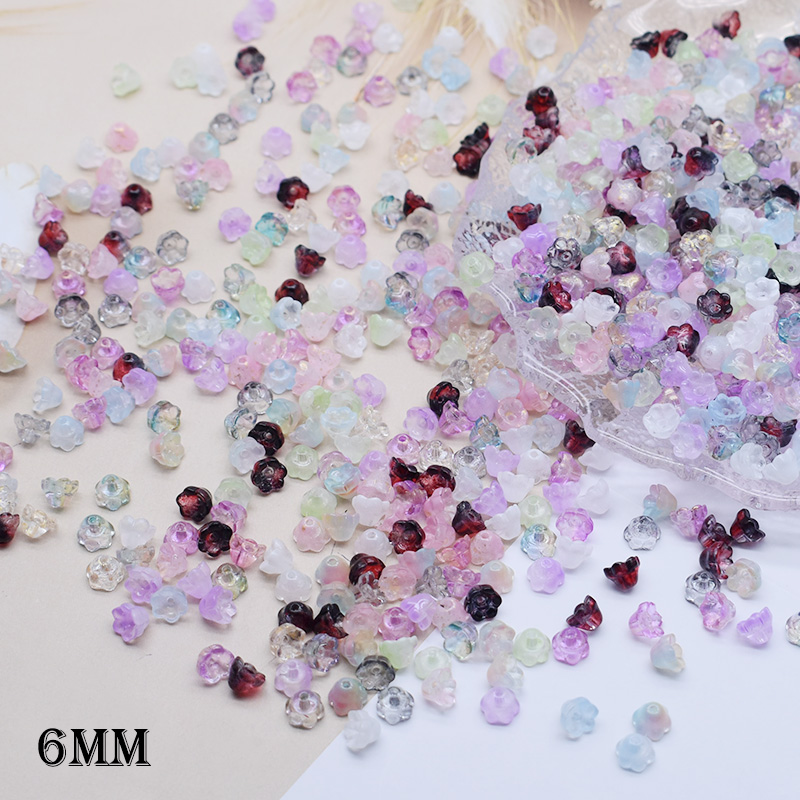 Seed Bead Tube - 6 ミリメートル 50 ピース/バッグ小さなスズランの花の形のビーズランプワークガラスルースビーズ DIY クラフトジュエリー作成アクセサリー