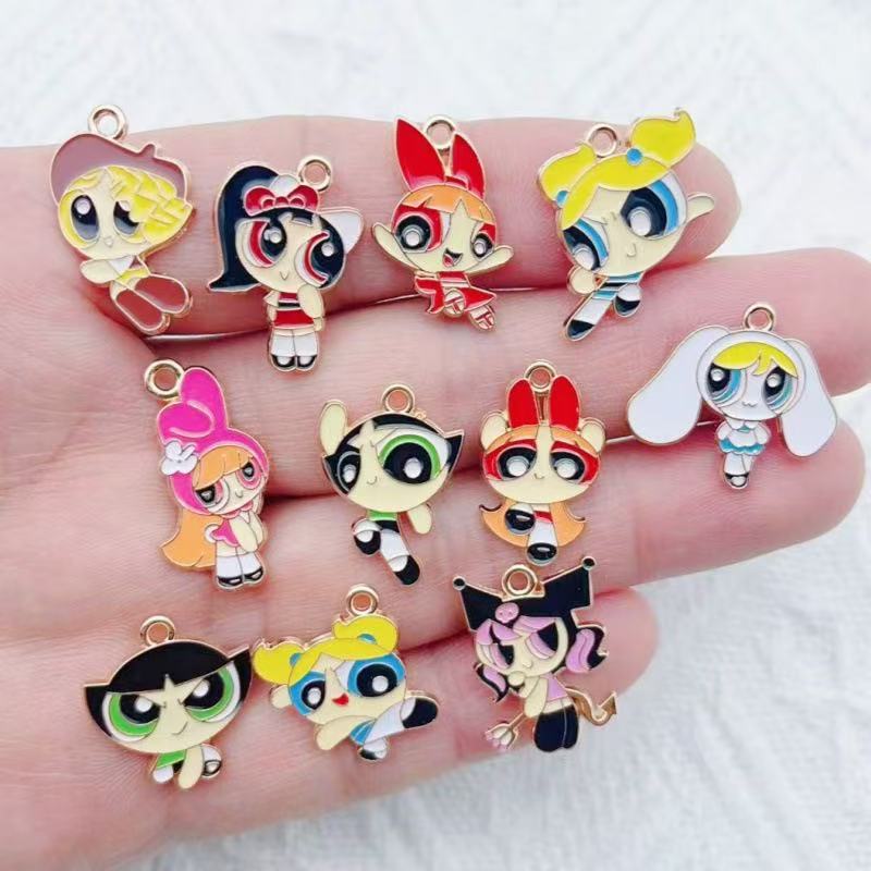 Jewelry Making Pendants - 10個入り 合金製オイルドリップ漫画ガールペンダント、DIYジュエリー製作イヤリングキーホルダーアクセサリー