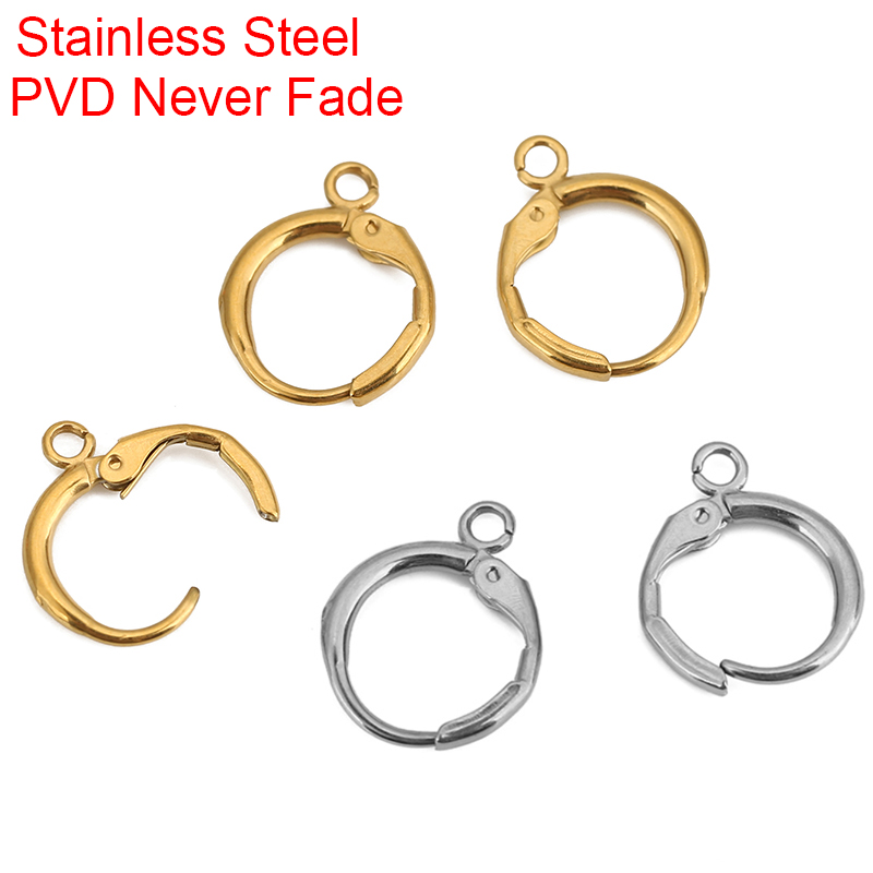 Jewelry Making Parts - 10 個 PVD ​​色褪せないステンレス鋼のイヤリングフックループ 12 ミリメートル低刺激性イヤリングクラスプジュエリー
