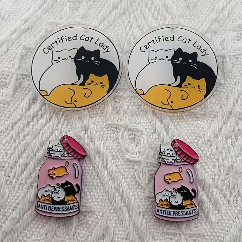 Jewelry Making Pendants - 10個のアクリル製のかわいい猫ペンダント、DIYジュエリー作り、イヤリング、ネックレス、キーホルダーアクセサリー