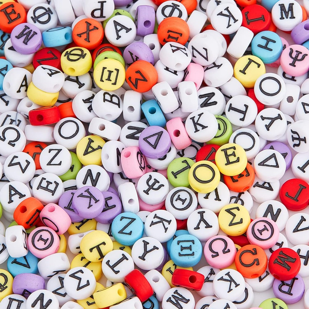 Jewelry Making Diy Kit - ジュエリー作り用のギリシャ文字ビーズ,ストレッチブレスレット,透明な弾性クリスタルスレッド,DIYネックレスキット