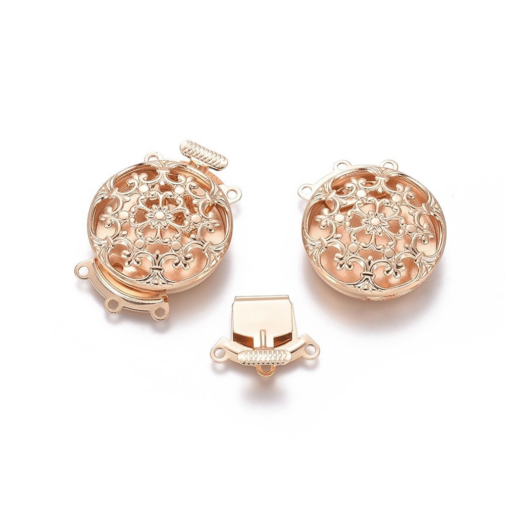Jewelry Making Kit - 10セット真鍮フラワーマルチストランドボックスクラスプ、3ストランド6穴メッキクラスプ31x22x7mm、1.2mm穴付き、ジュエリー作りDIY用
