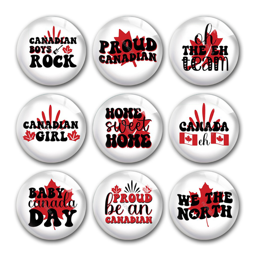 Jewelry Making Supplies Canada - ノーメープルリーフデザインのラウンドガラスカボション,ジュエリー作り用のフラットバック,DIY,アクセサリー
