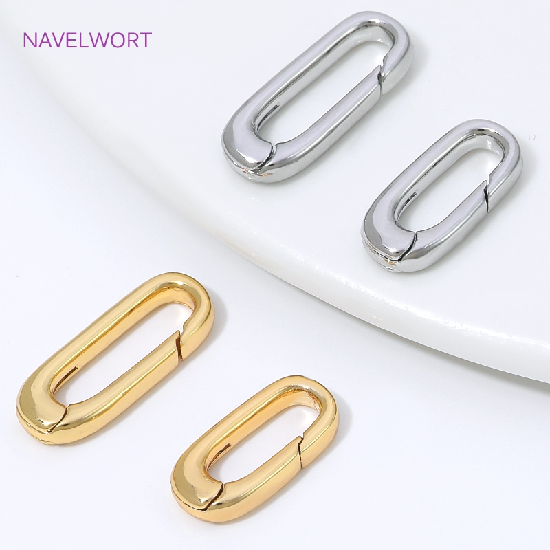 Jewelry Making Articles - 1/2/4個入り 18K金メッキオーバルスプリングクラスプ ジュエリー用、カラビナネックレスクラスプ留め具コネクター、DIYブレスレット製作パーツ