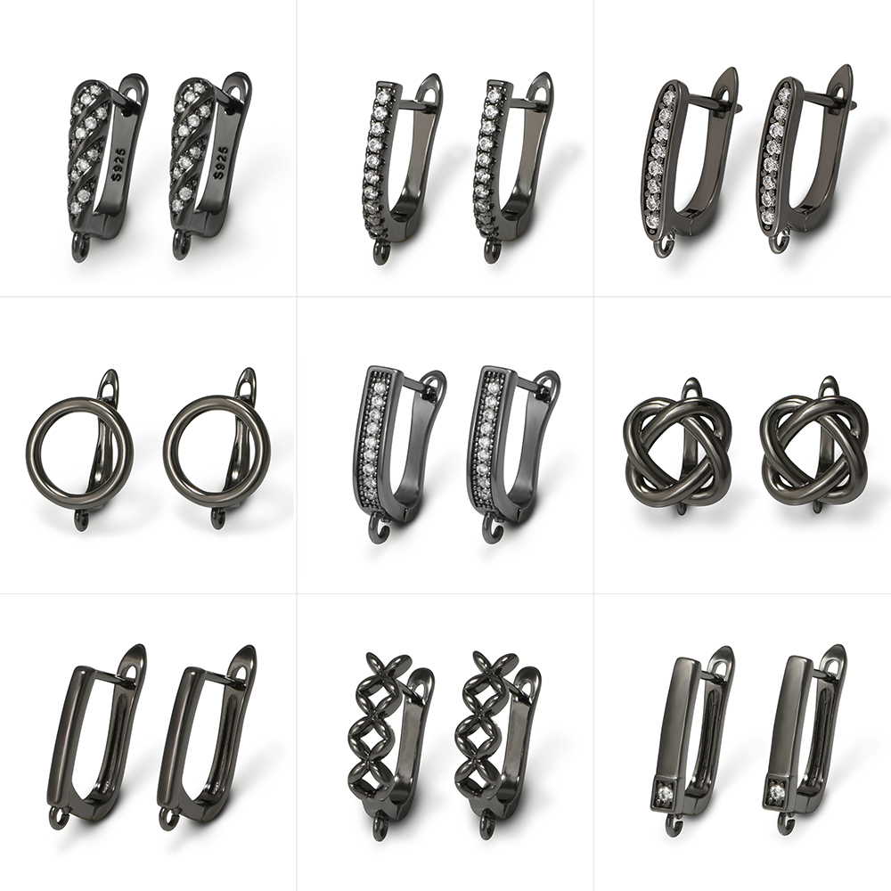 Jewelry Making Hobby - YANASI 1 ペアガンブラック真鍮イヤリングフック DIY 女性ジュエリー作成用品所見アクセサリー抗アレルギー