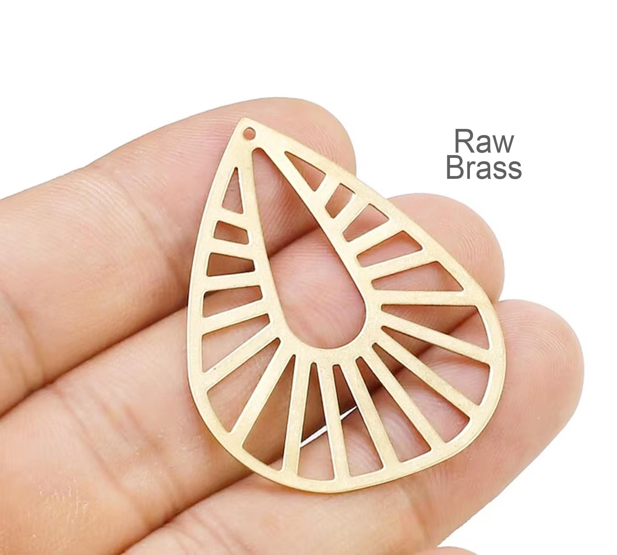 Jewelry Making Hammer - 10個のフィリグリーティアドロップペンダント、ハンマーリーフチャーム、未加工真鍮コネクタ、イヤリングパーツ、42x33.3mm、ジュエリー作り -R2420
