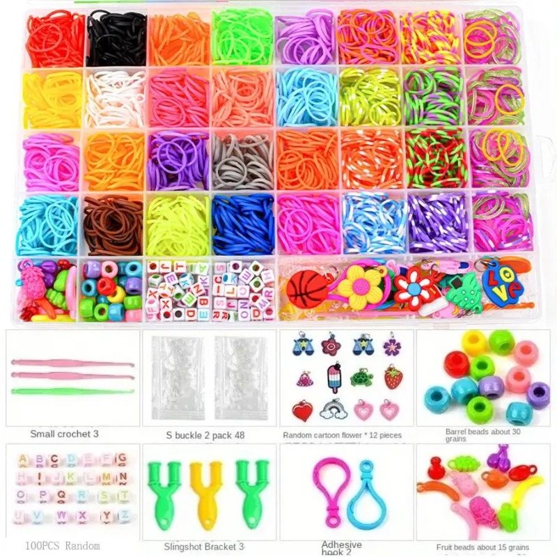 Jewelry Making Diy Kit - 4300個以上+32色の鮮やかなカラーゴムバンド詰め合わせ - ユニークなブレスレット、バングル、クラフトを作るためのビーズキット