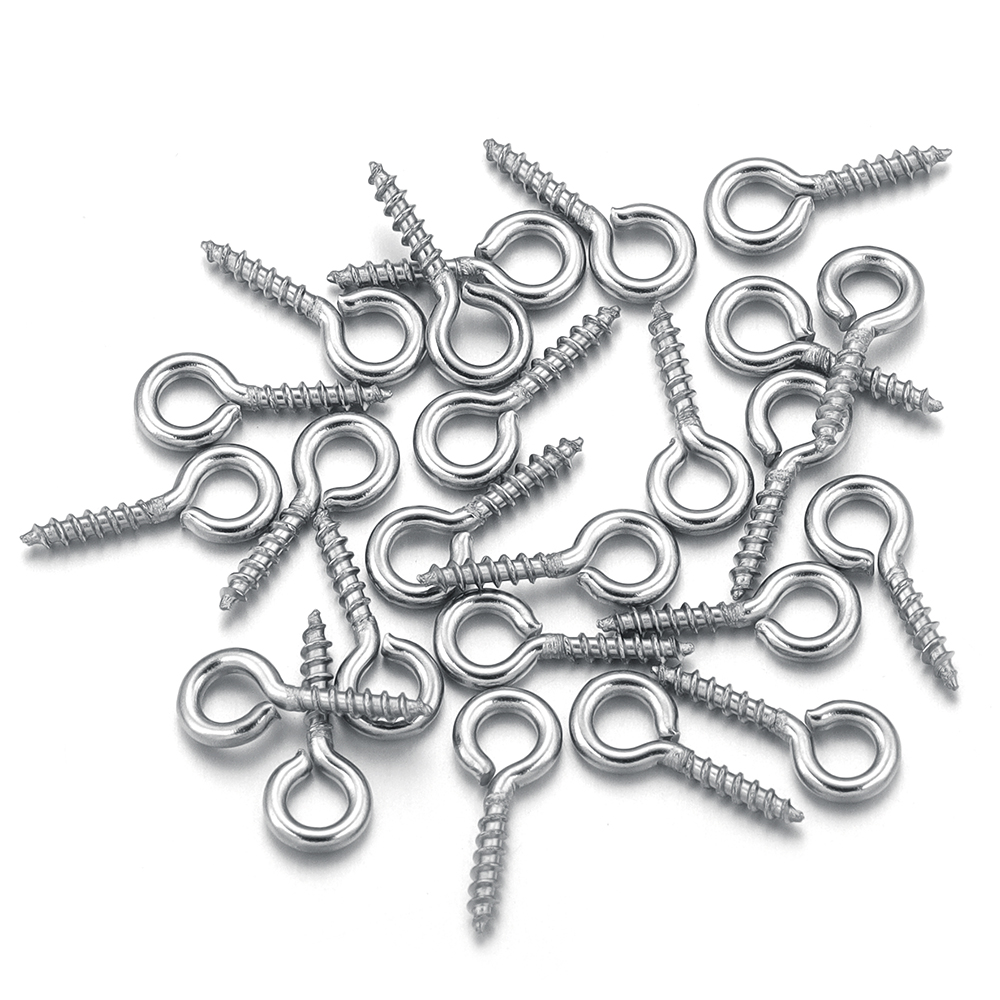 Jewelry Making Drill - 100 ピース/ロットステンレス鋼ミニスクリューアイピンペンダントバックルネジ穴金属材料 DIY クラフトジュエリーメイキング用品