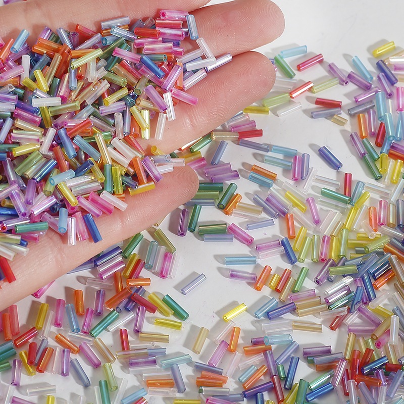 Seed Bead Tube - 2x7mm 600個/ロット 米粒型クリスタルビーズ チューブガラスシードビーズ ルーススペーサービーズ DIYジュエリー製作アクセサリー用