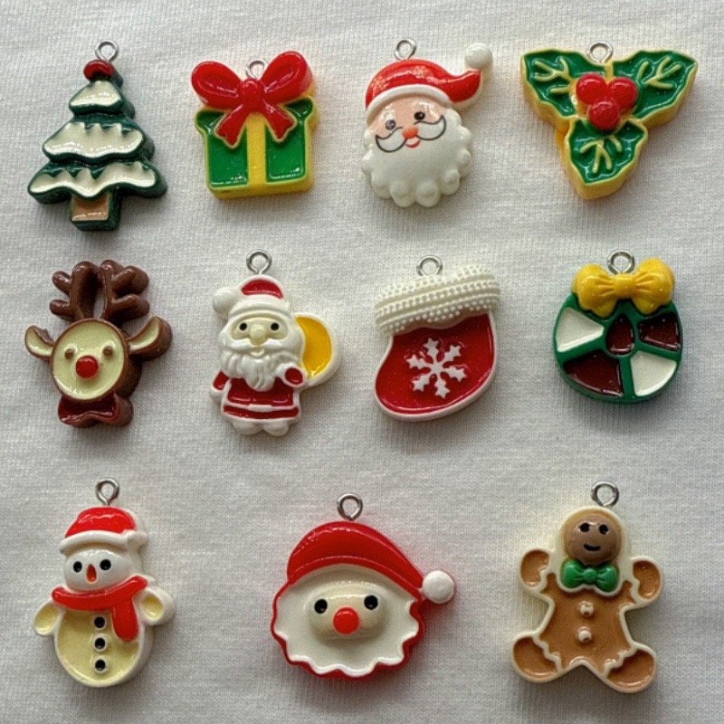 Jewelry Making Pendants - 10 個クリスマス漫画シリーズ樹脂ペンダント DIY ジュエリーアクセサリージュエリー作りイヤリングネックレスキーホルダー