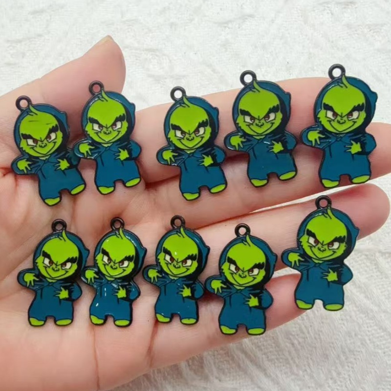 Jewelry Making Pendants - 10個入り合金製ドリップオイル漫画クリスマスペンダント、DIYジュエリー製作イヤリング、キーホルダー、アクセサリー