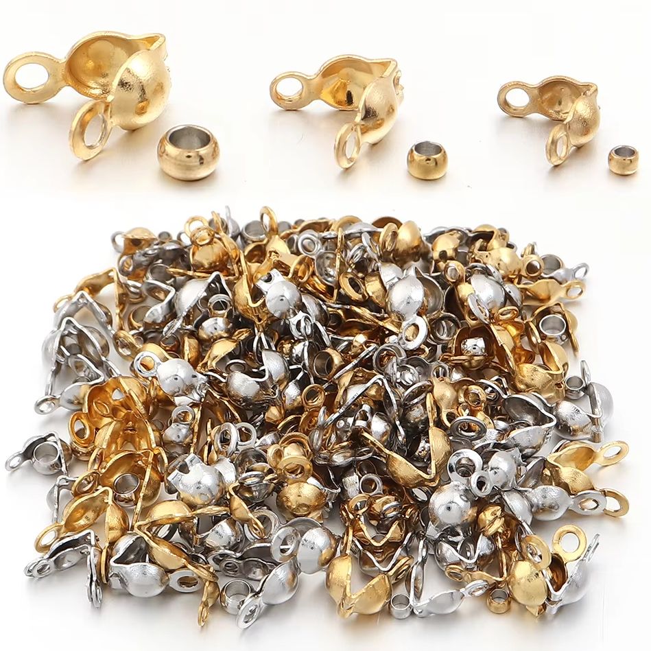 Jewelry Making Diy Kit - 40～200個入り ステンレス製 コネクター クラスプ クリンプエンド ビーズ