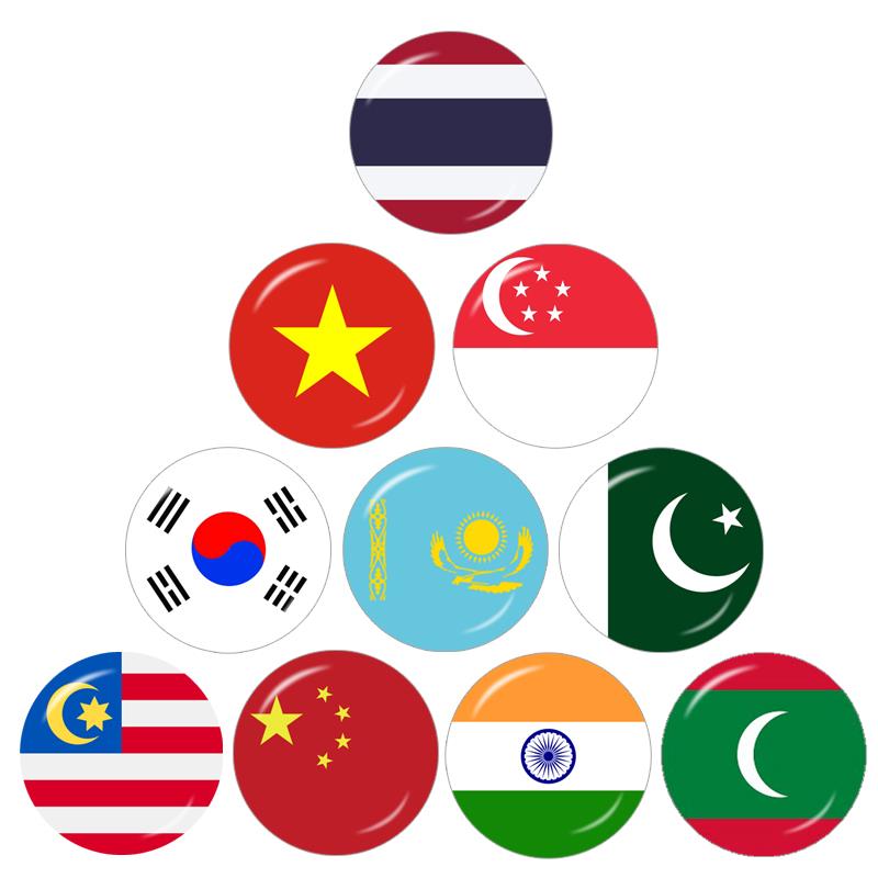 Jewelry Making Singapore - ラウンドフォトガラスカボション,デモフラットバック,asia Flag,中国,タイ,シンガポール,直径12mm, 16mm, 18mm, 20mm, 25mm,