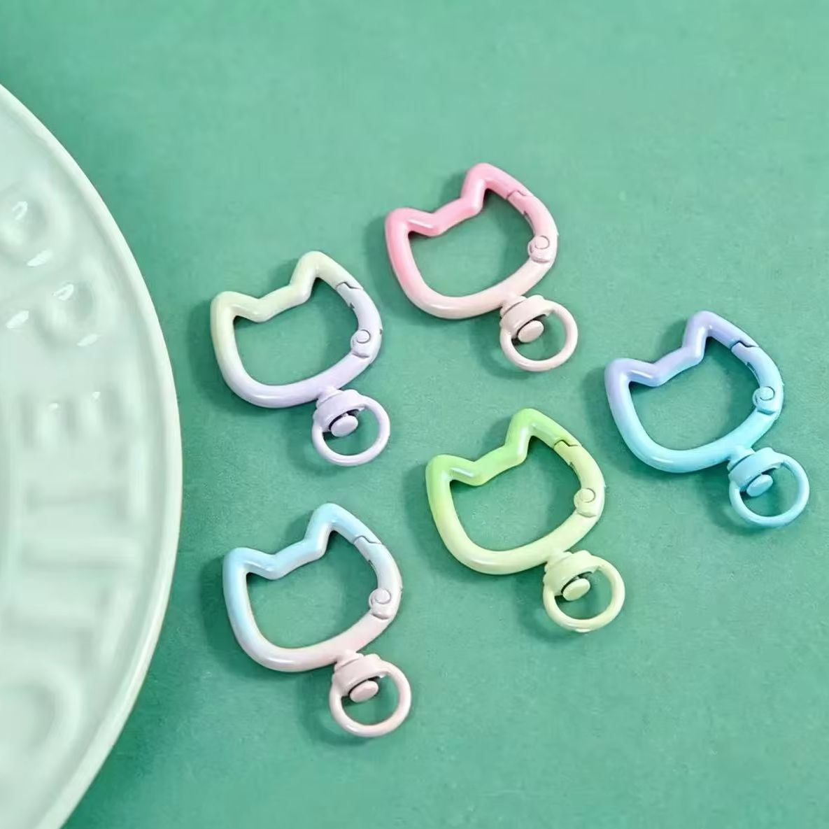 Jewelry Making Hobby - 5-10 個グラデーションかわいい猫クラスプ開閉可能なコネクタカラビナキーチェーン DIY キーホルダージュエリー作成用品工芸品