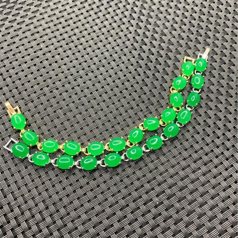 自然なマレー翡翠カルセドメッキブレスレットグリーン翡翠水滴ビ - Jewelry Making Singapore のレビューと価格