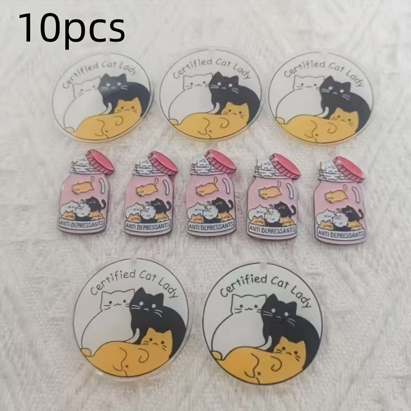 10個のアクリル製のかわいい猫ペンダント、DIYジュエリー作 - Jewelry Making Pendants のレビューと価格