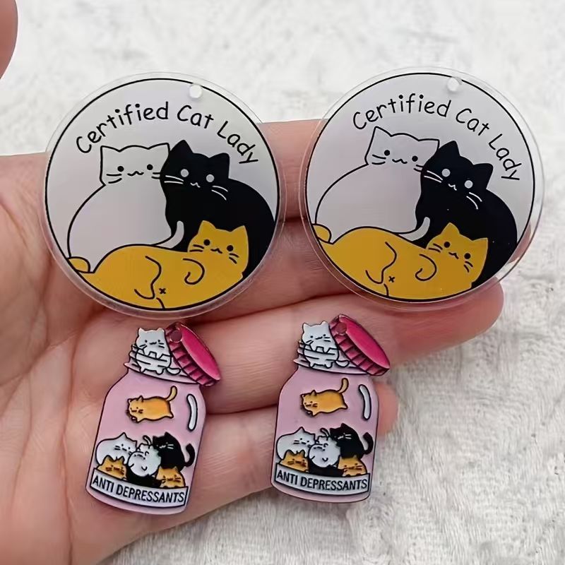 10個のアクリル製のかわいい猫ペンダント、DIYジュエリー作 - Jewelry Making Pendants のレビューと価格
