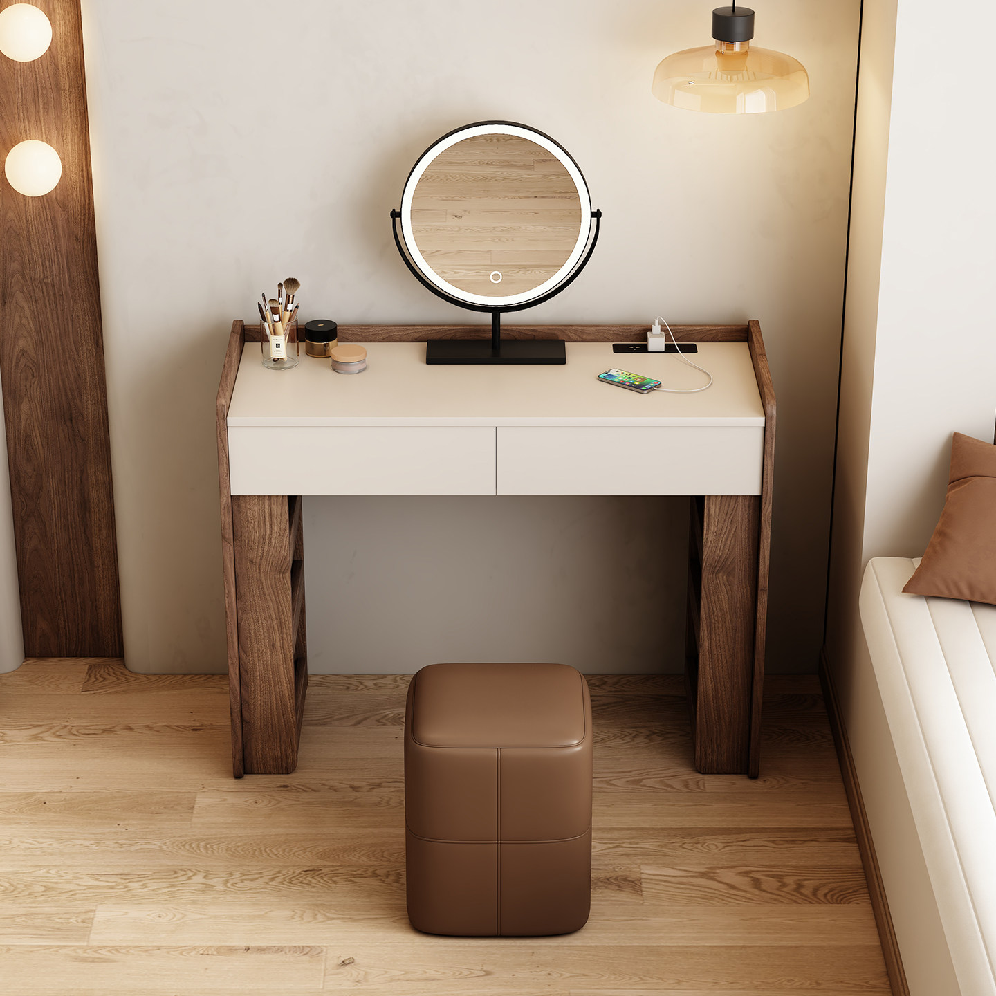 ウォールナット生地のドレッシングテーブル、ジュエリー、メイク - Jewelry Making Table のレビューと価格