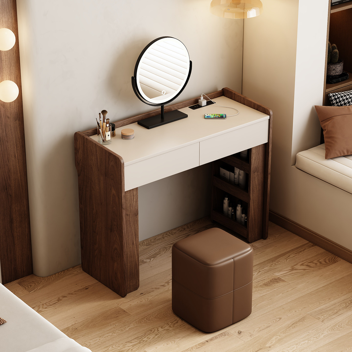 ウォールナット生地のドレッシングテーブル、ジュエリー、メイク - Jewelry Making Table のレビューと価格