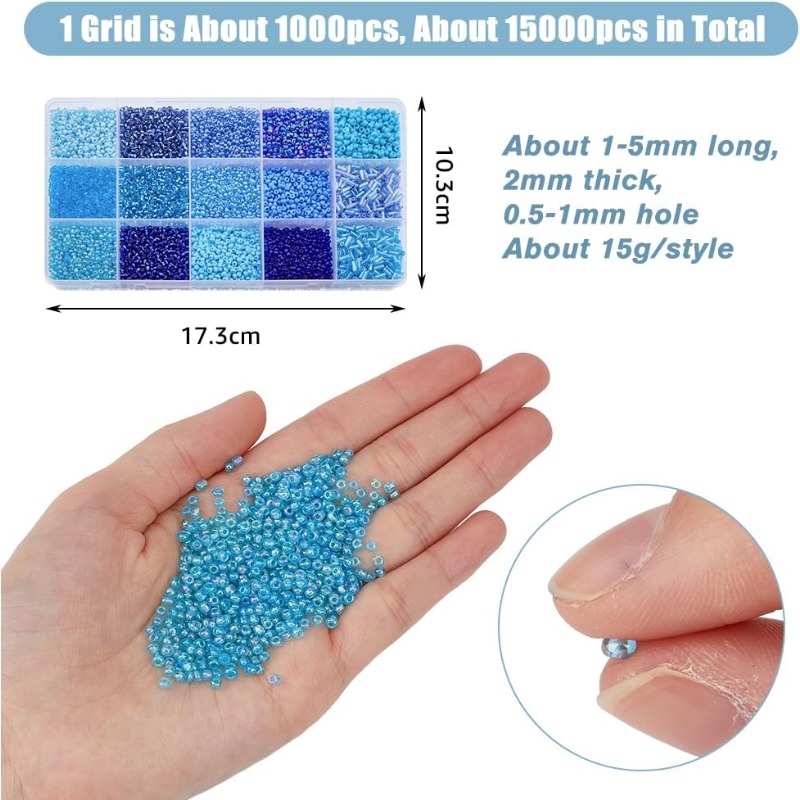 15000 個 15 スタイルブルーシードビーズベーキングペ - Seed Bead Tube のレビューと価格