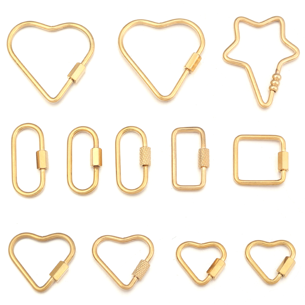 ゴールドステンレスハートねじロックコネクタ留め具クリップ2点 - Jewelry Making Articles のレビューと価格