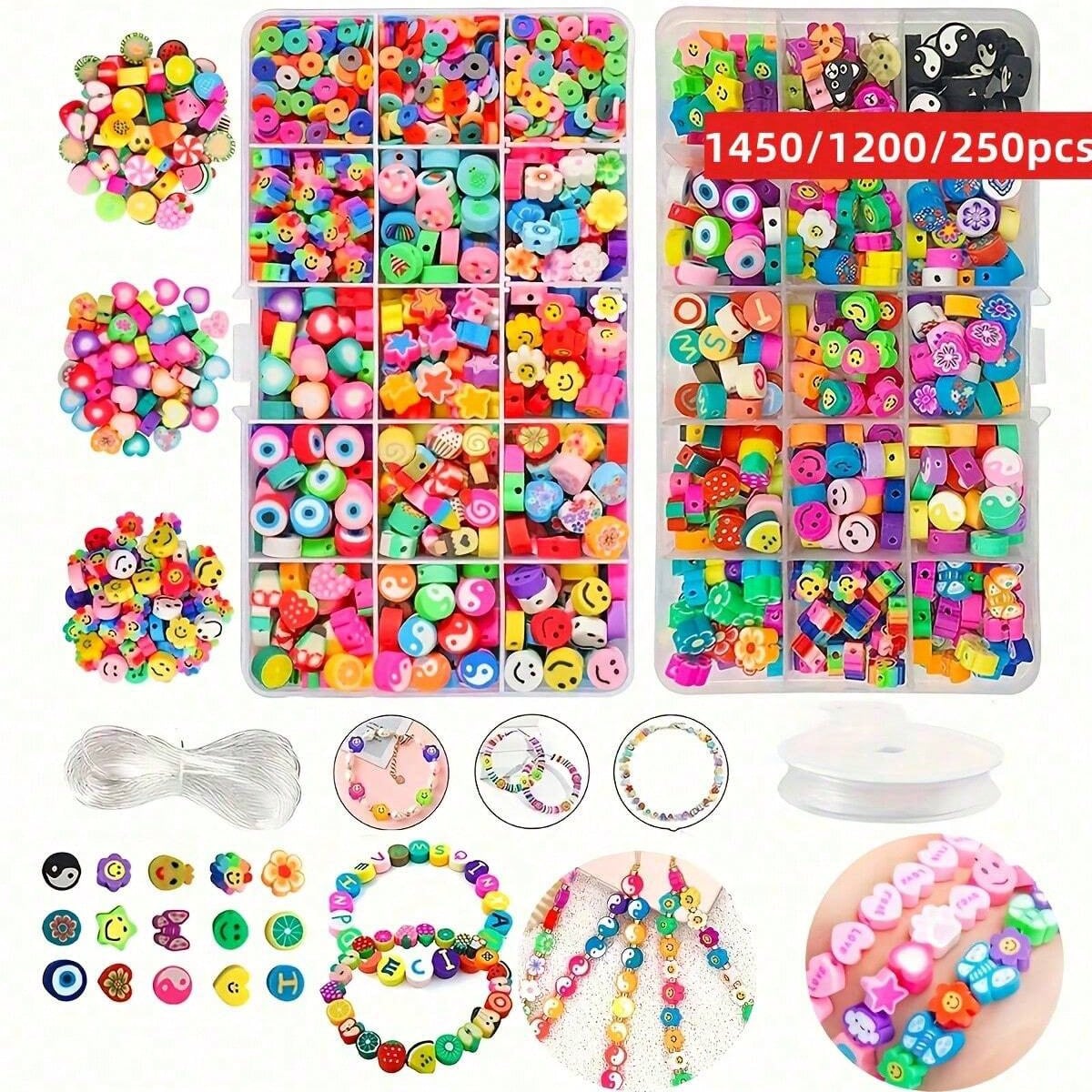 1450/1200/250個入りポリマークレイビーズセット、 - Jewelry Making Diy Kit のレビューと価格