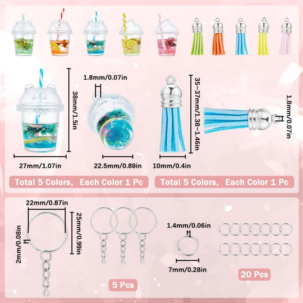 ジュエリー作り用のバブルティーキーホルダーキット,バブルチャ - Jewelry Making Diy Kit のレビューと価格