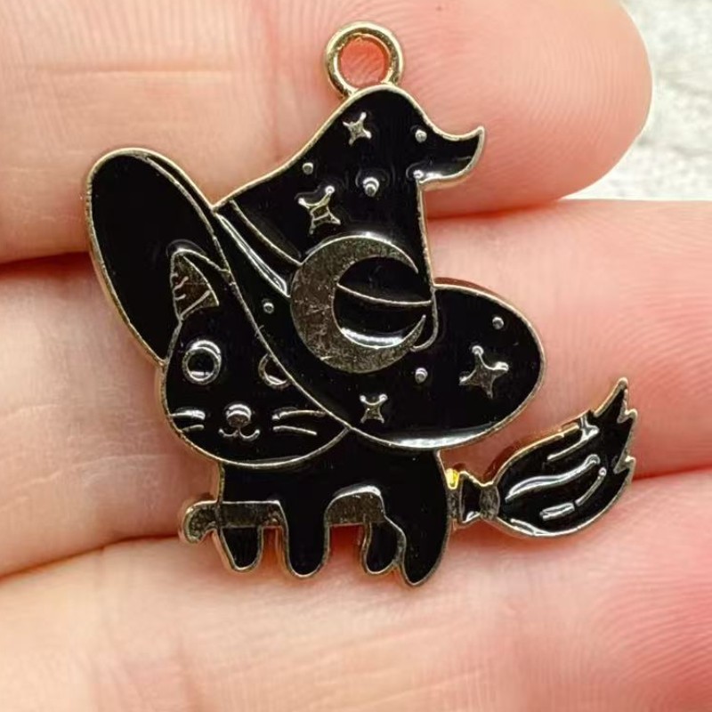 10 個オリジナル合金エナメル黒猫チャームかわいい子猫ペンダ - Jewelry Making Parts のレビューと価格