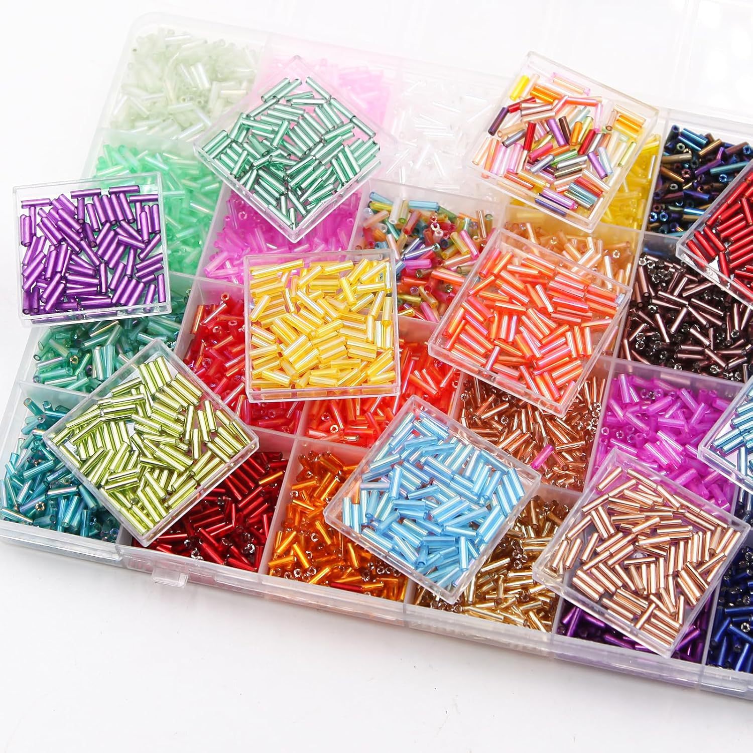 約6720個/箱 7mm 28色のチューブ型シードビーズ ク - Seed Bead Tube のレビューと価格