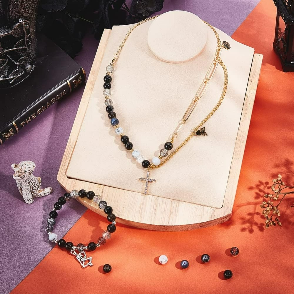 300 個 8 ミリメートルブラックガラスビーズ 15 色ブ - Jewelry Making Diy Kit のレビューと価格