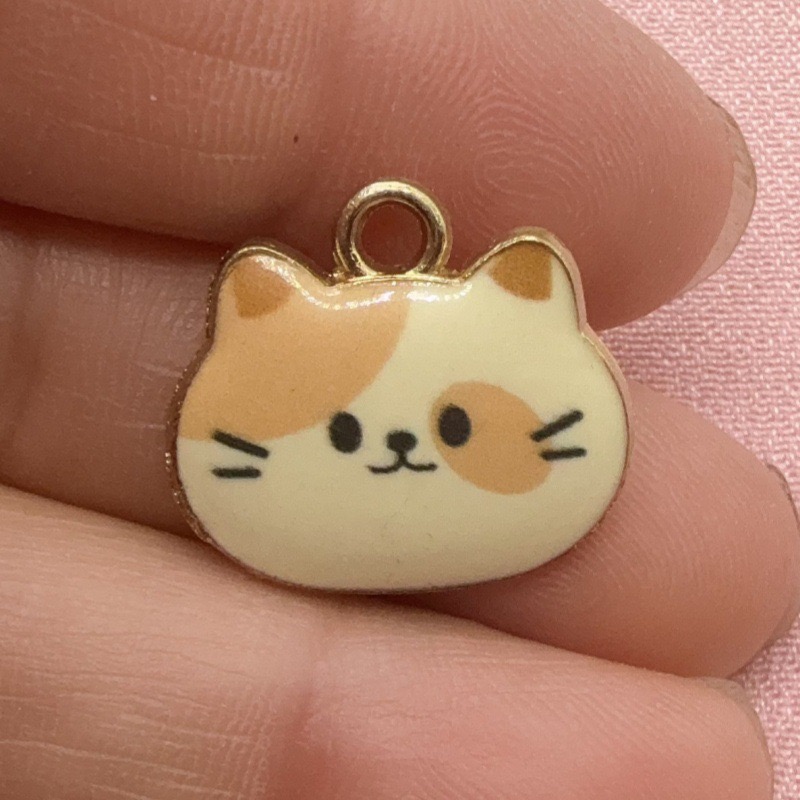 12個入りプリント猫ヘッド合金ドリップオイルペンダント、DI - Jewelry Making Pendants のレビューと価格