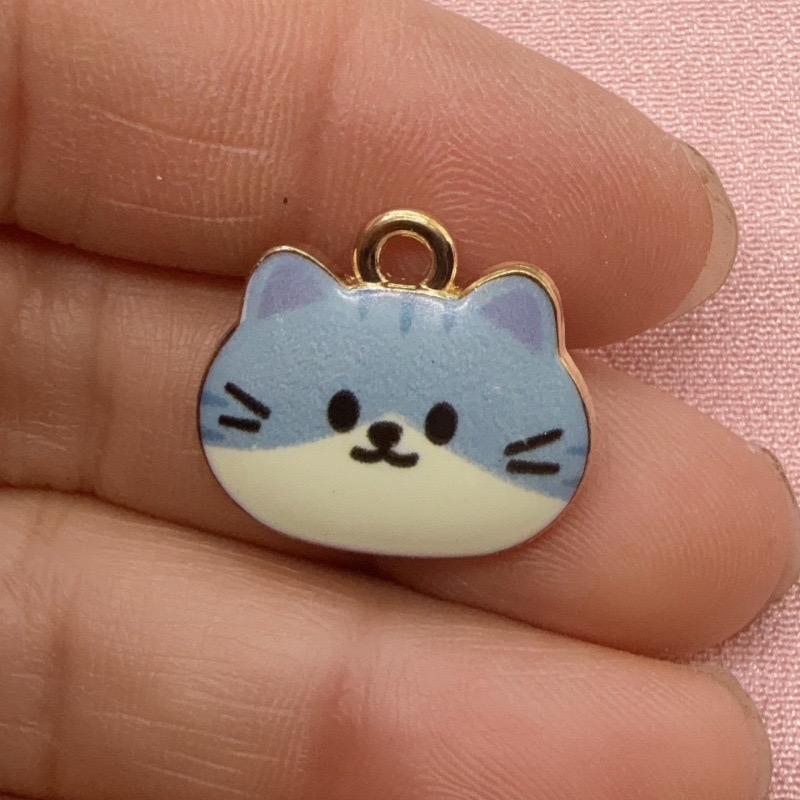 12個入りプリント猫ヘッド合金ドリップオイルペンダント、DI - Jewelry Making Pendants のレビューと価格